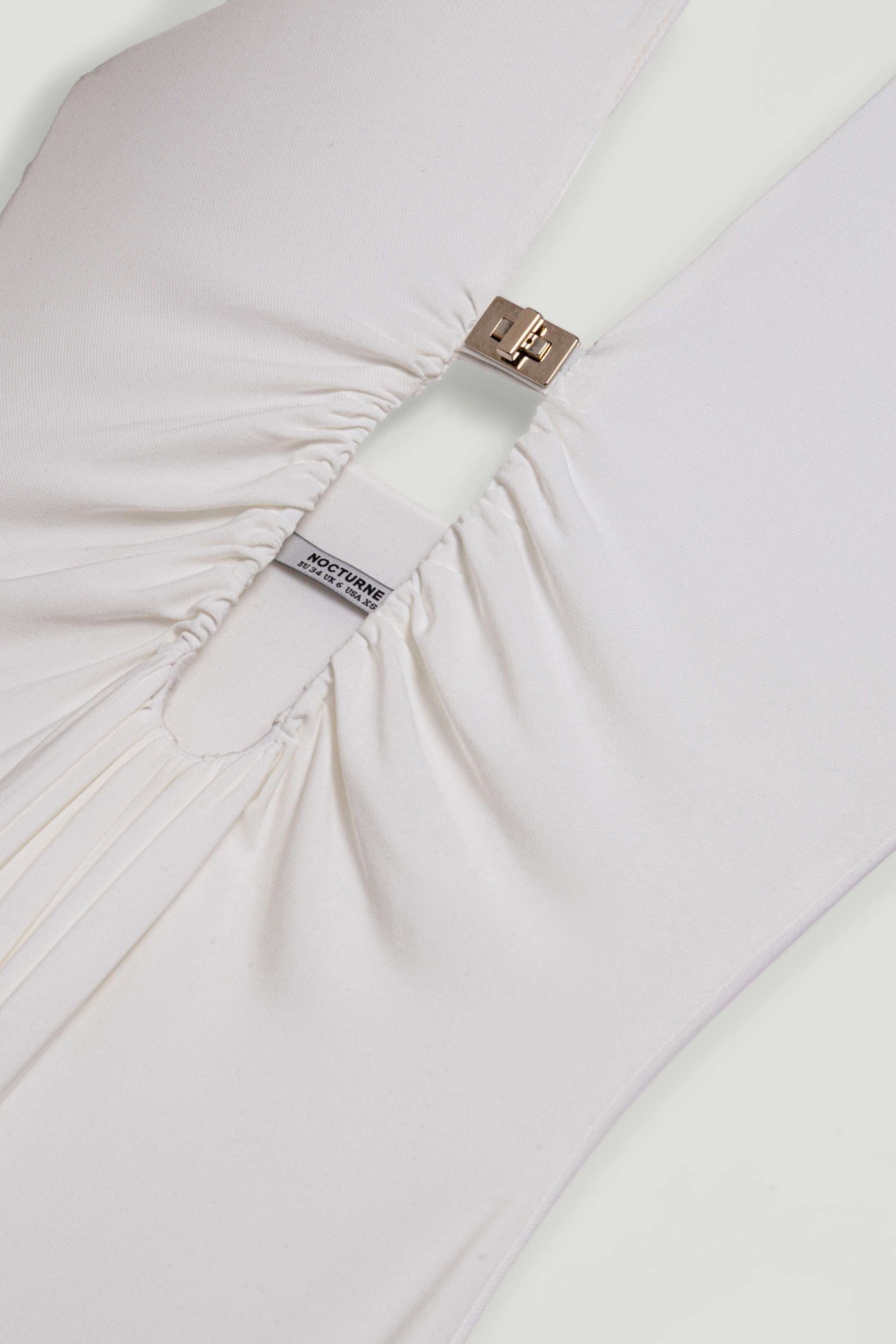 Draped Buckle-Detail Maxi Dress