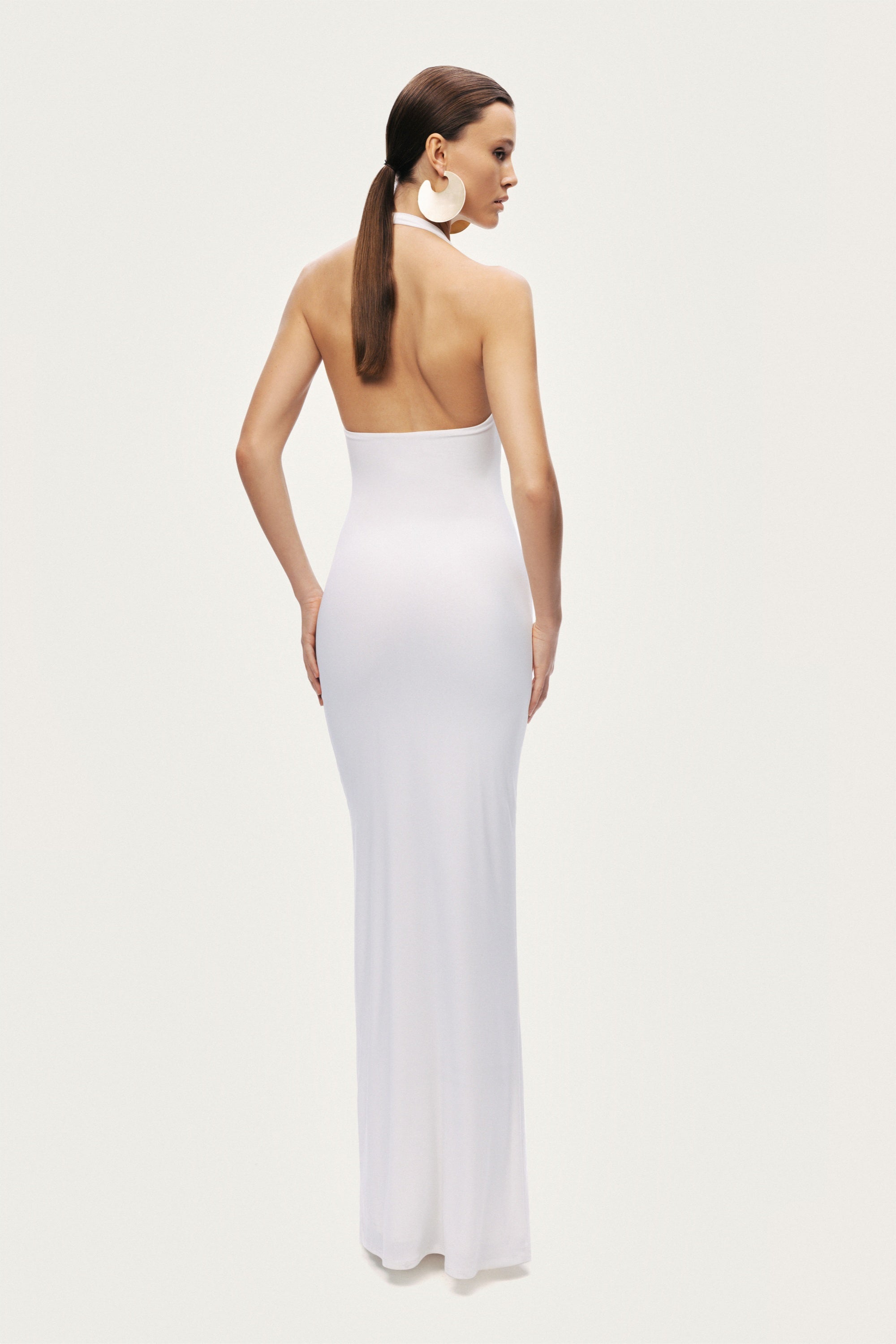 Draped Buckle-Detail Maxi Dress