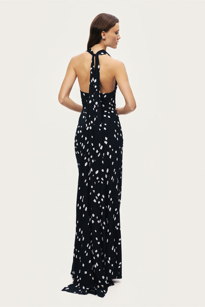 Printed Halter Neck Maxi Dress