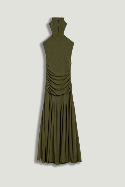 Halter Neck Draped Maxi Dress