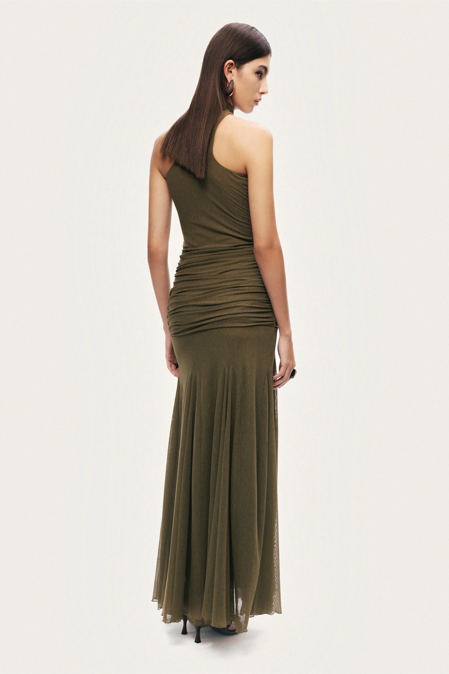 Halter Neck Draped Maxi Dress