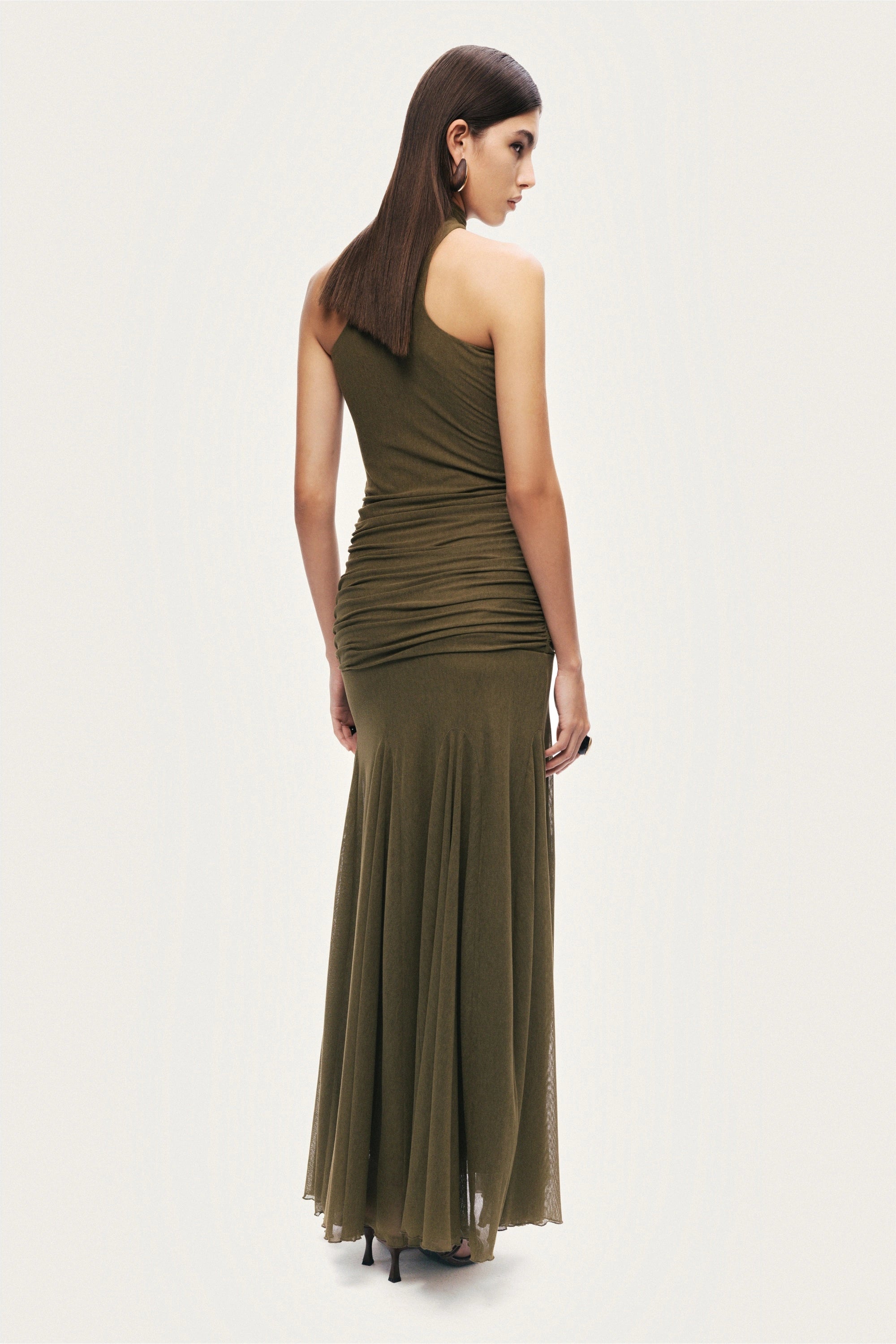 Halter Neck Draped Maxi Dress