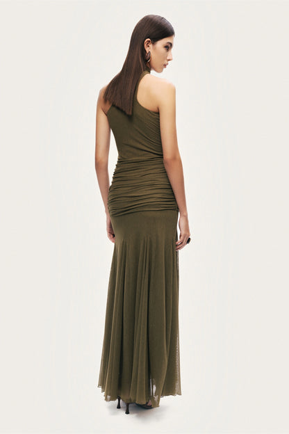 Halter Neck Draped Maxi Dress