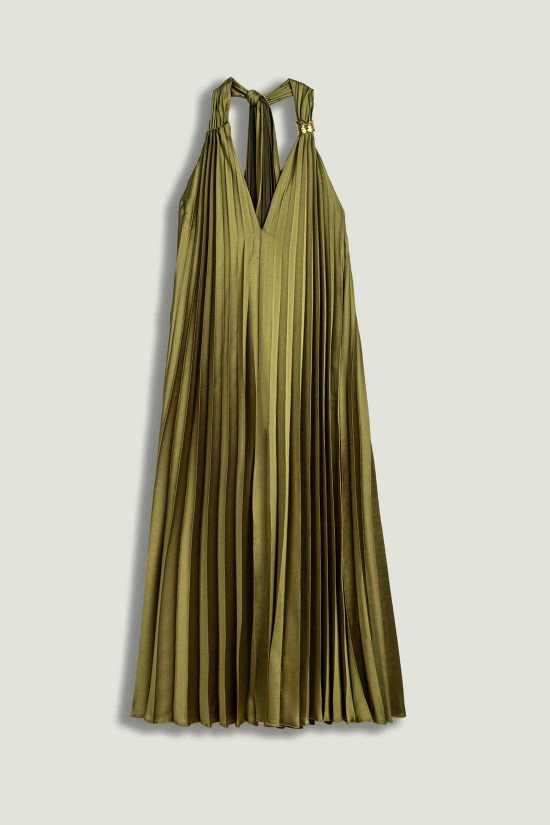 Pleated Halter Maxi Dress