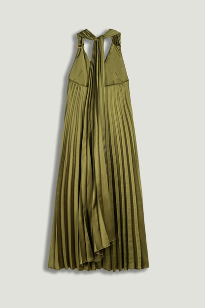 Pleated Halter Maxi Dress