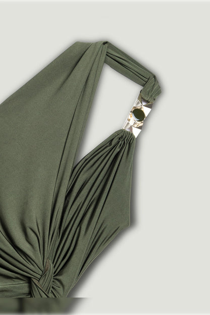 Draped Halter Mini Dress