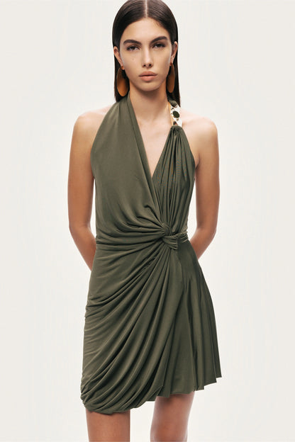 Draped Halter Mini Dress