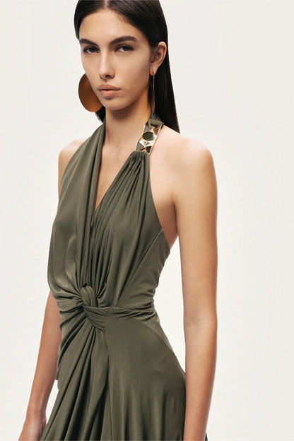 Draped Halter Mini Dress