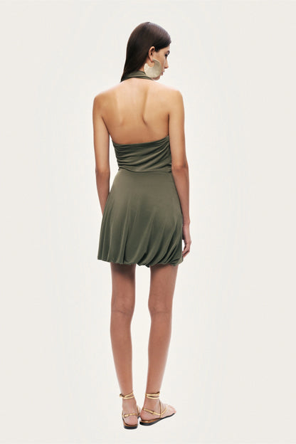 Draped Halter Mini Dress
