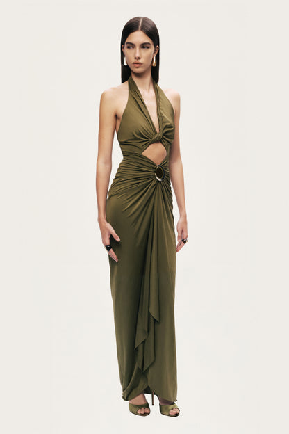 Cut-Out Halter Maxi Dress