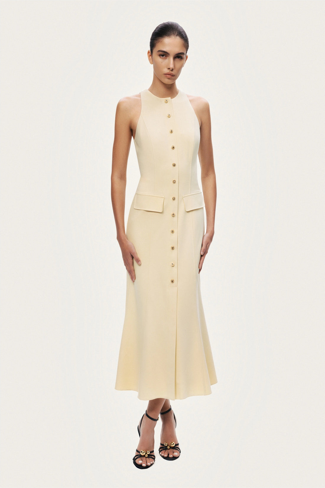 Sleeveless Button-Front Midi Dress