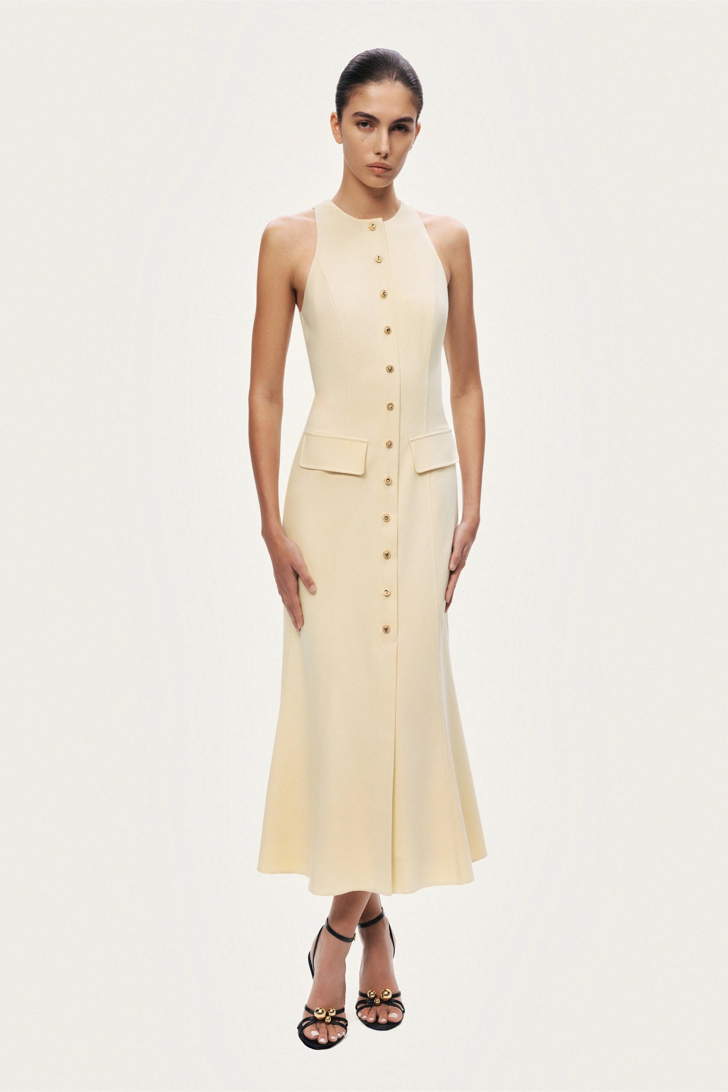 Sleeveless Button-Front Midi Dress