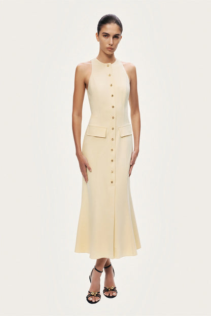 Sleeveless Button-Front Midi Dress