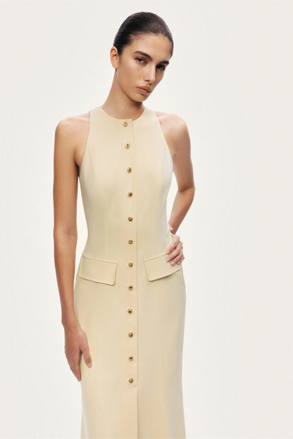 Sleeveless Button-Front Midi Dress