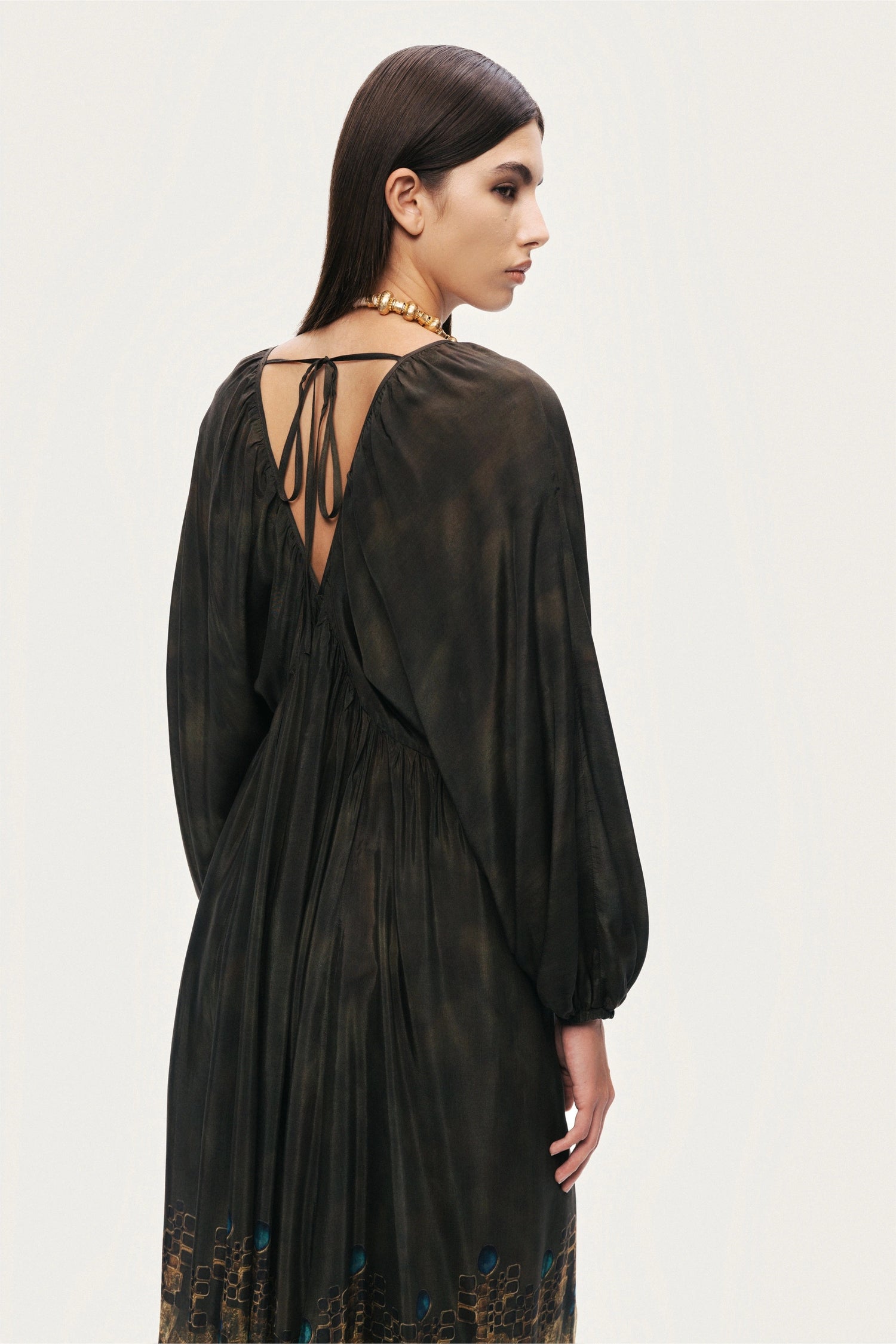 Printed Long Sleeve Maxi Dress