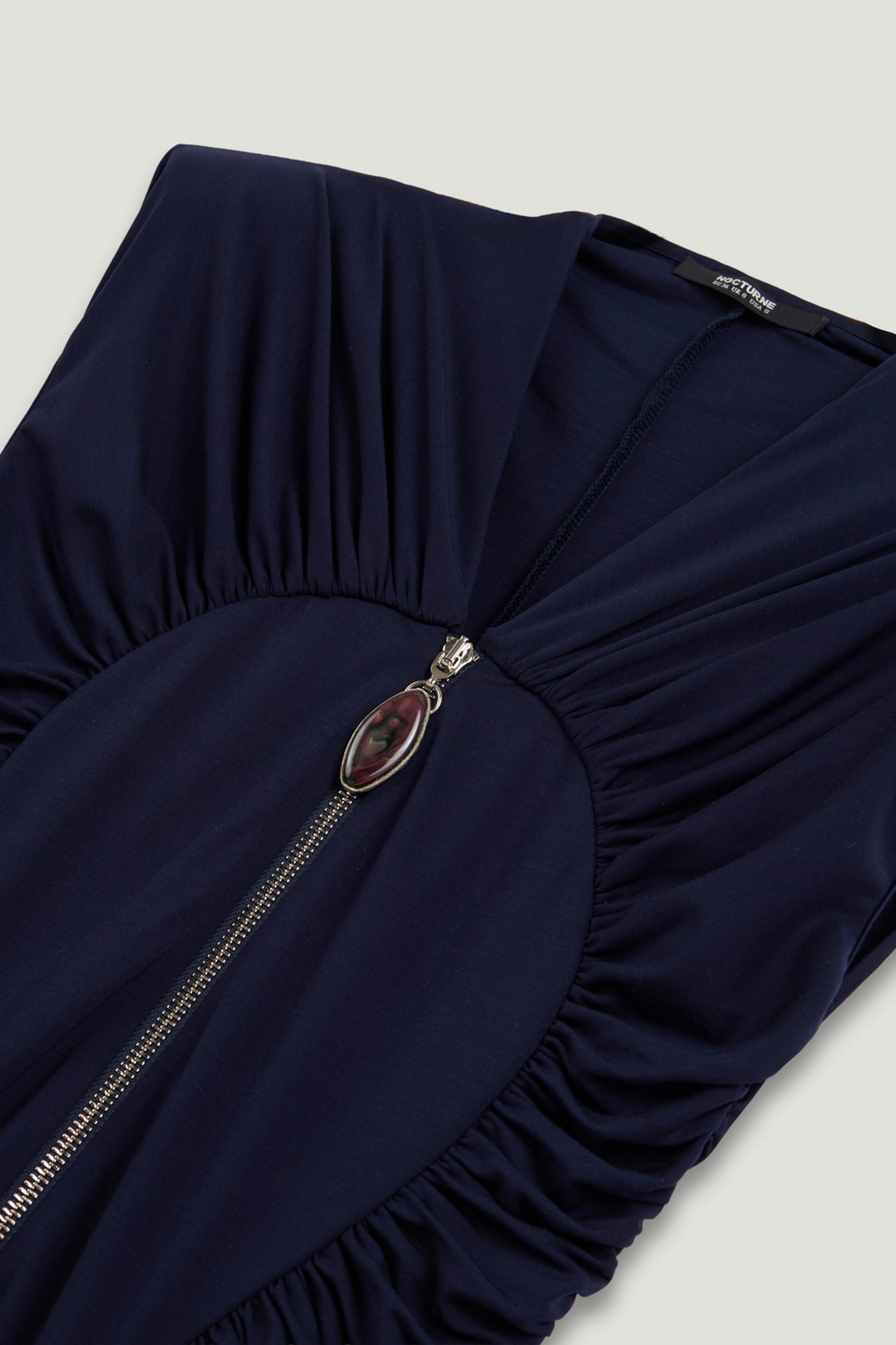 Zip-Front Draped Maxi Dress