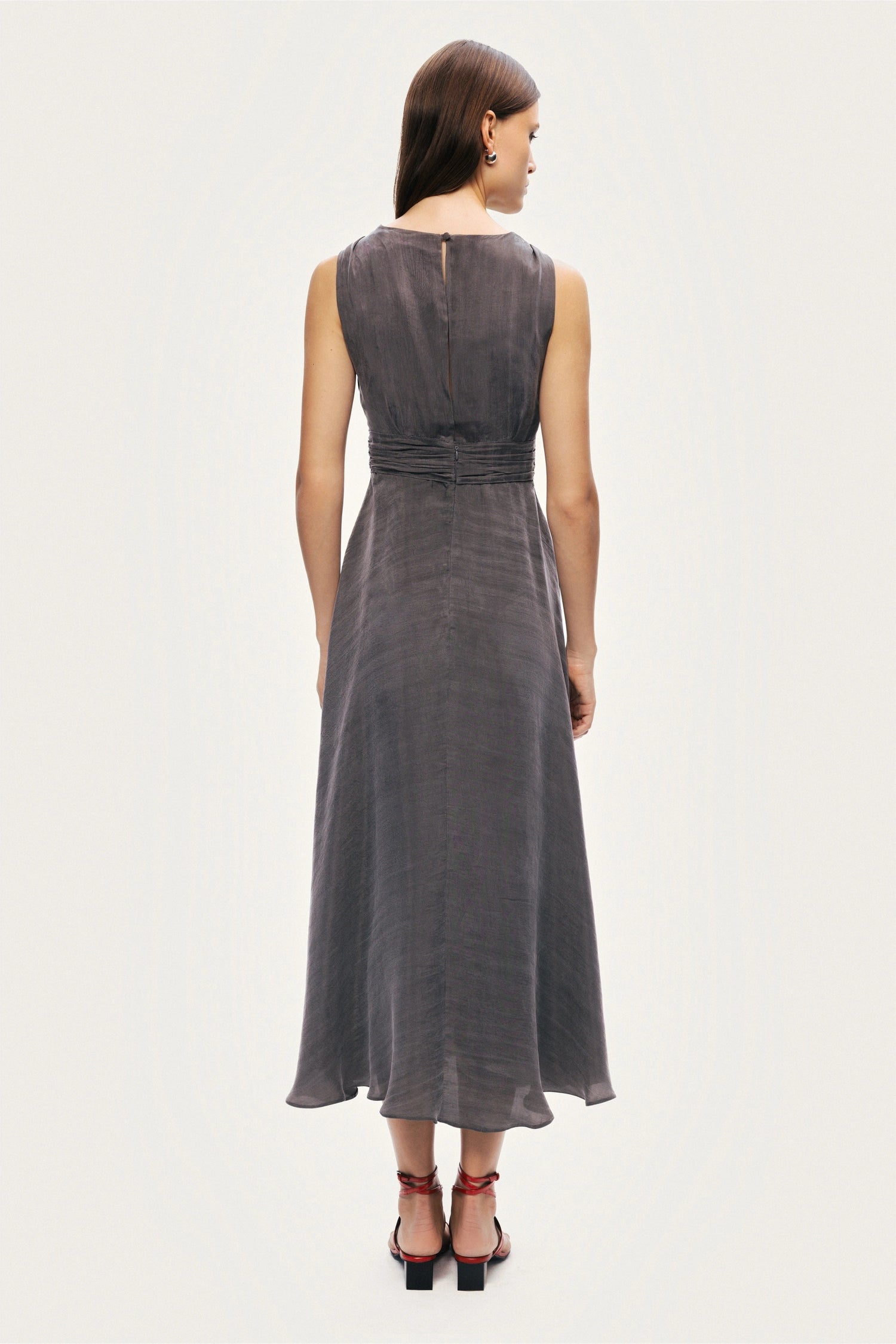 V-Neck Sleeveless Midi Dress