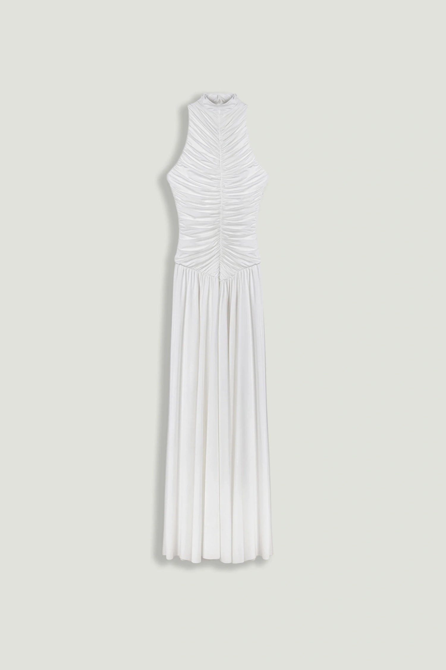 Ruched High-Neck Maxi Dress