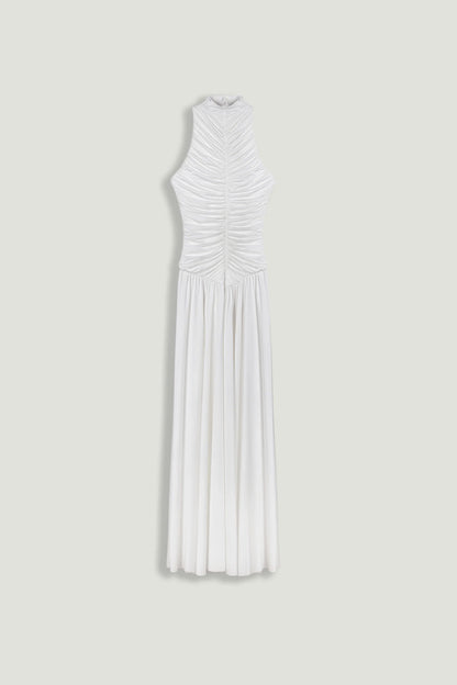 Ruched High-Neck Maxi Dress