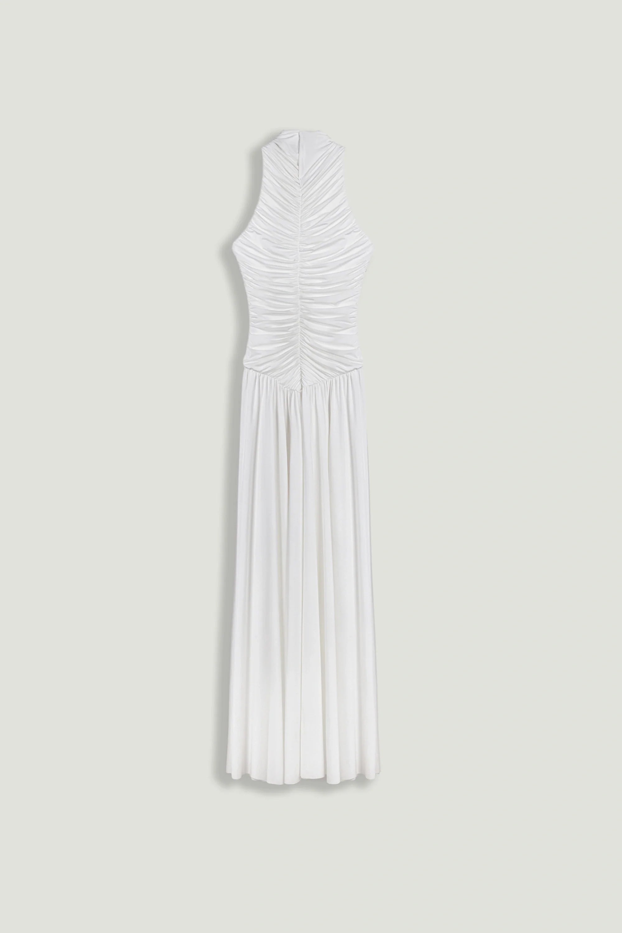 Ruched High-Neck Maxi Dress