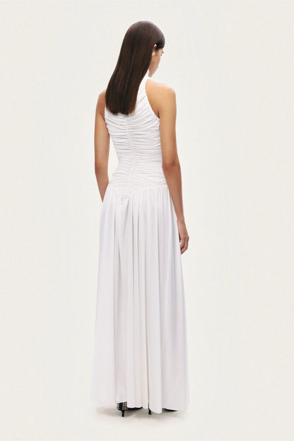 Ruched High-Neck Maxi Dress