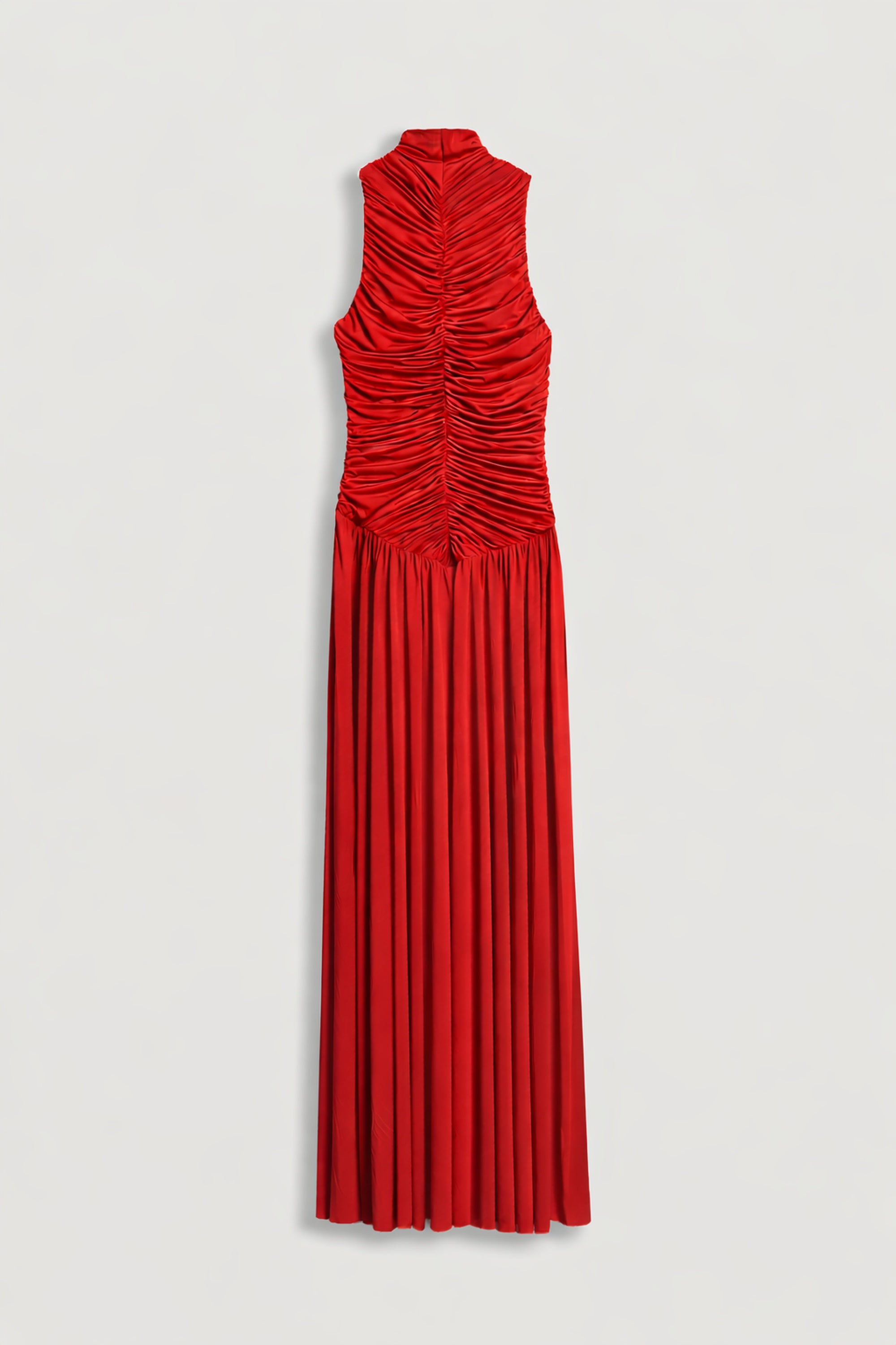 Ruched High-Neck Maxi Dress