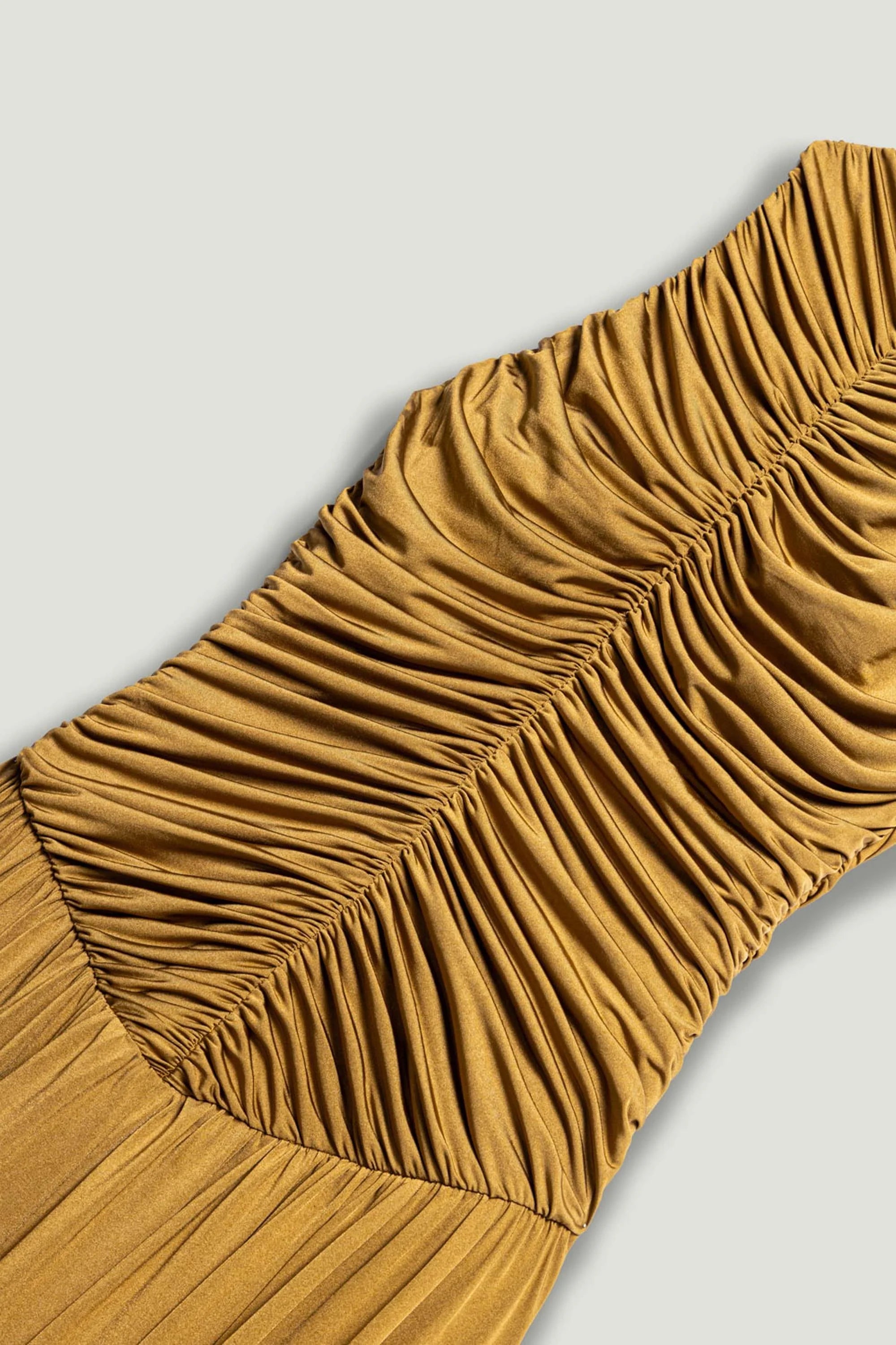 Ruched High-Neck Maxi Dress