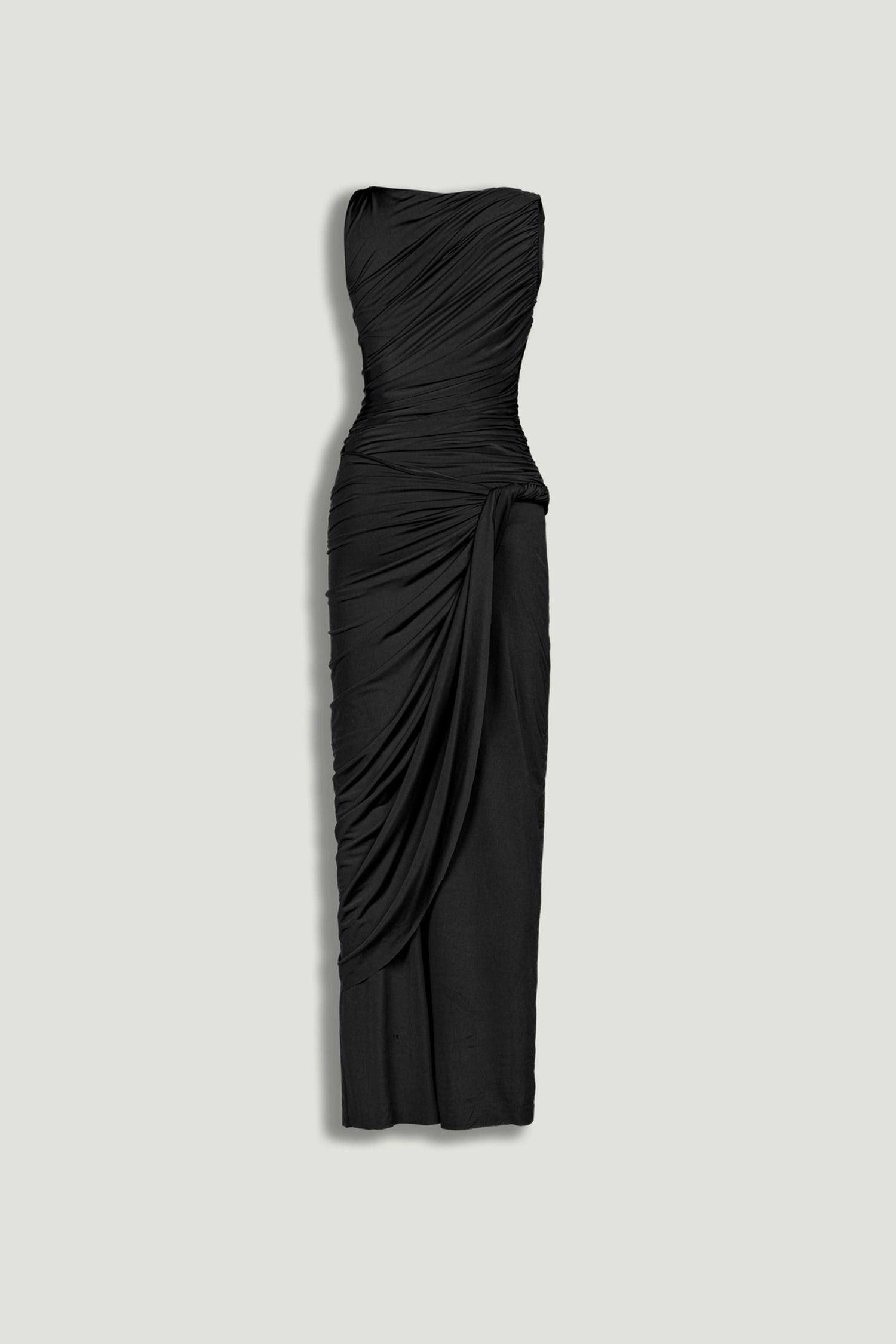 Draped Sleeveless Maxi Dress