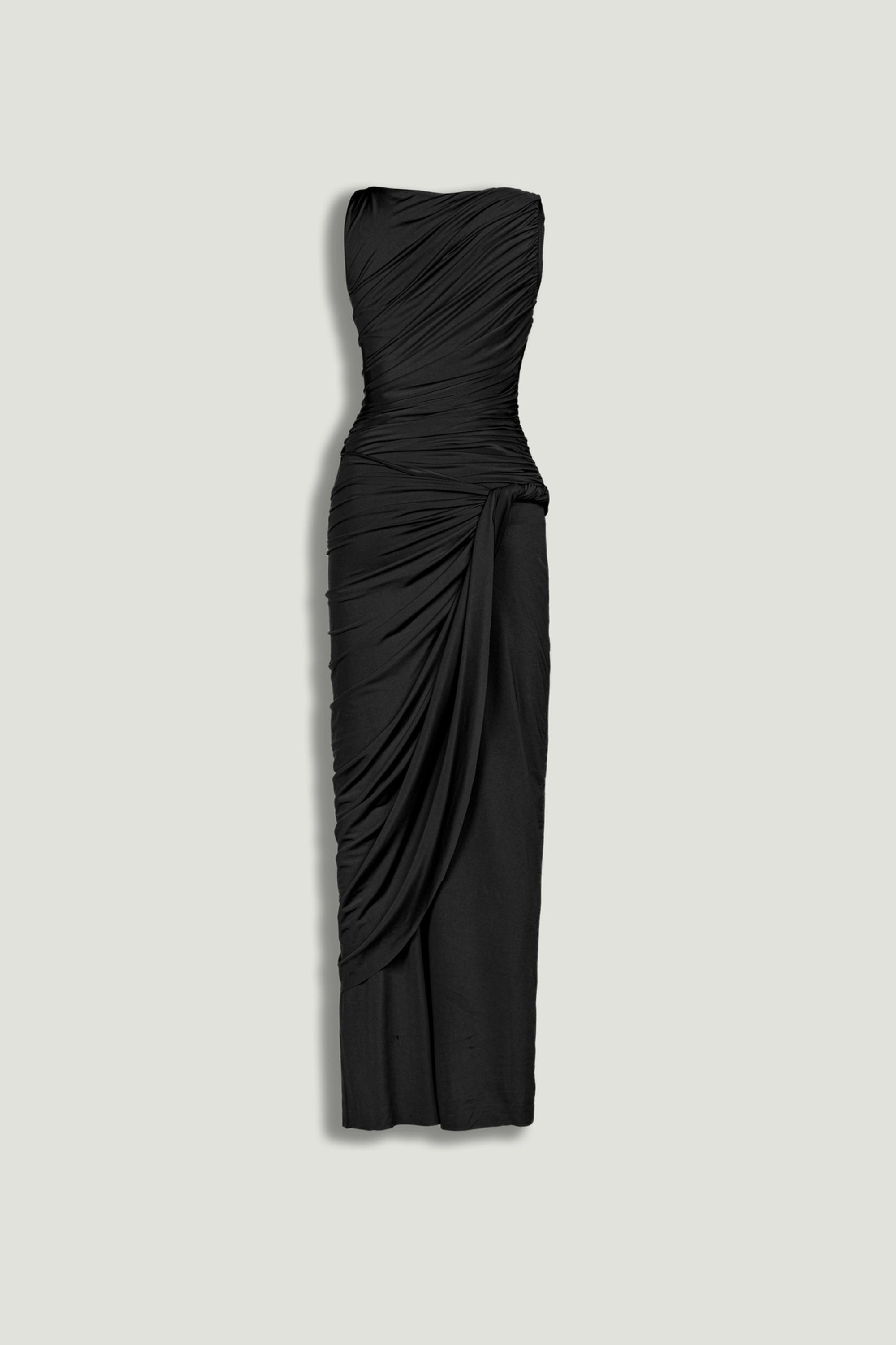 Draped Sleeveless Maxi Dress