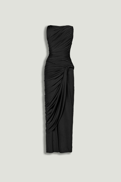 Draped Sleeveless Maxi Dress