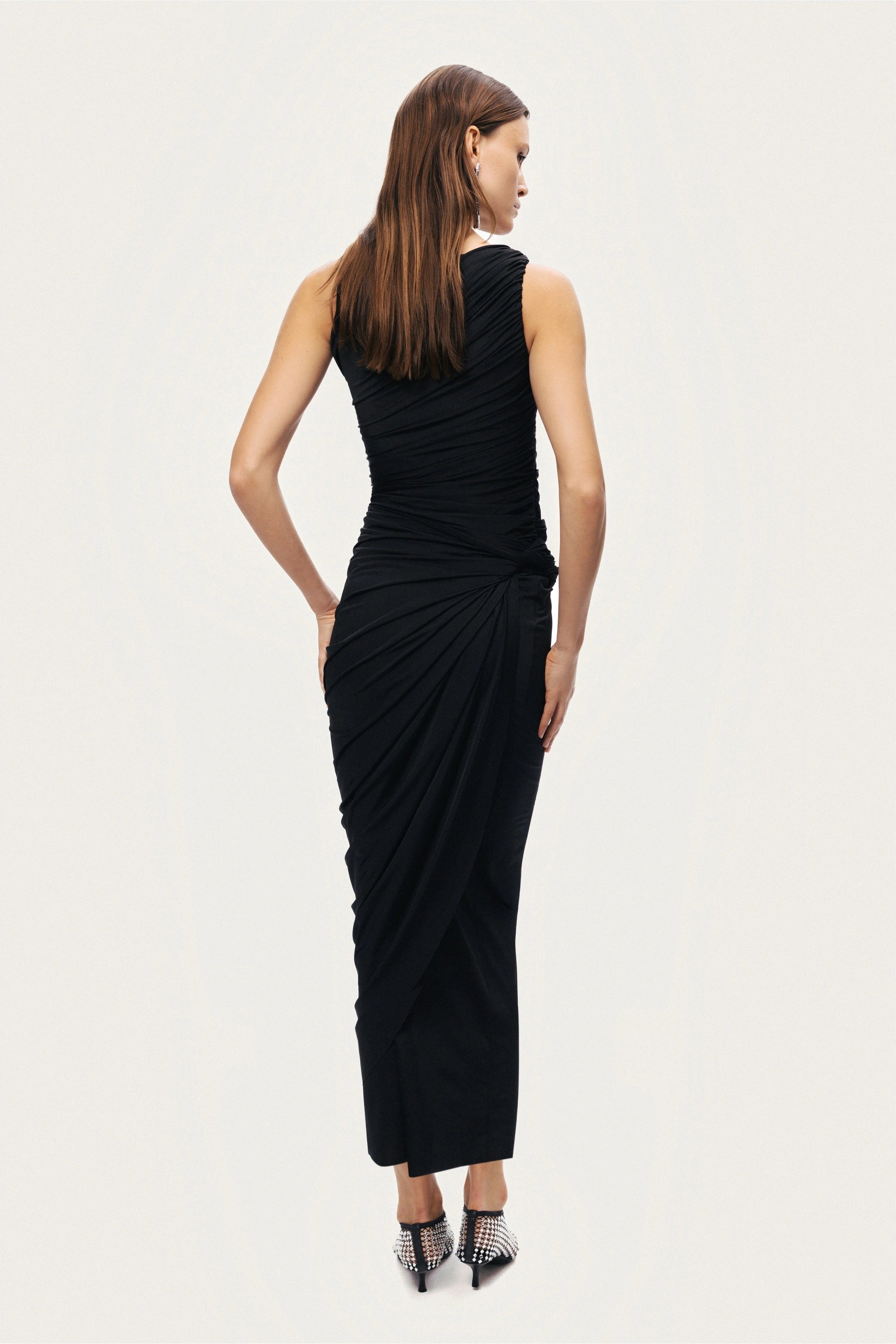 Draped Sleeveless Maxi Dress