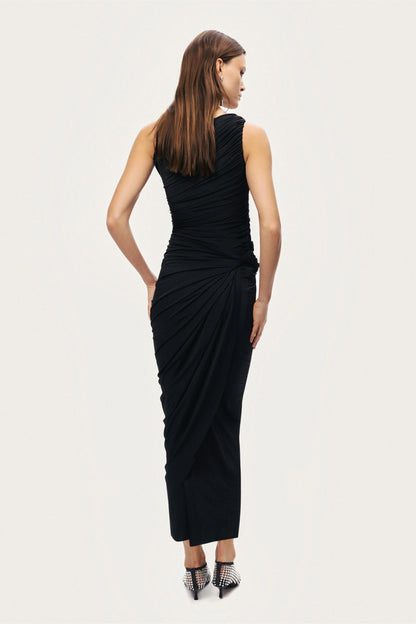 Draped Sleeveless Maxi Dress