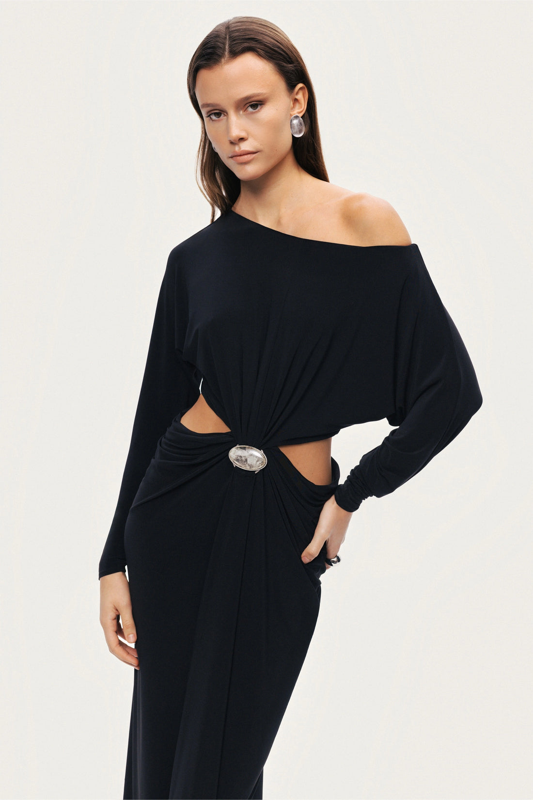 One-Shoulder Cut-Out Maxi Dress