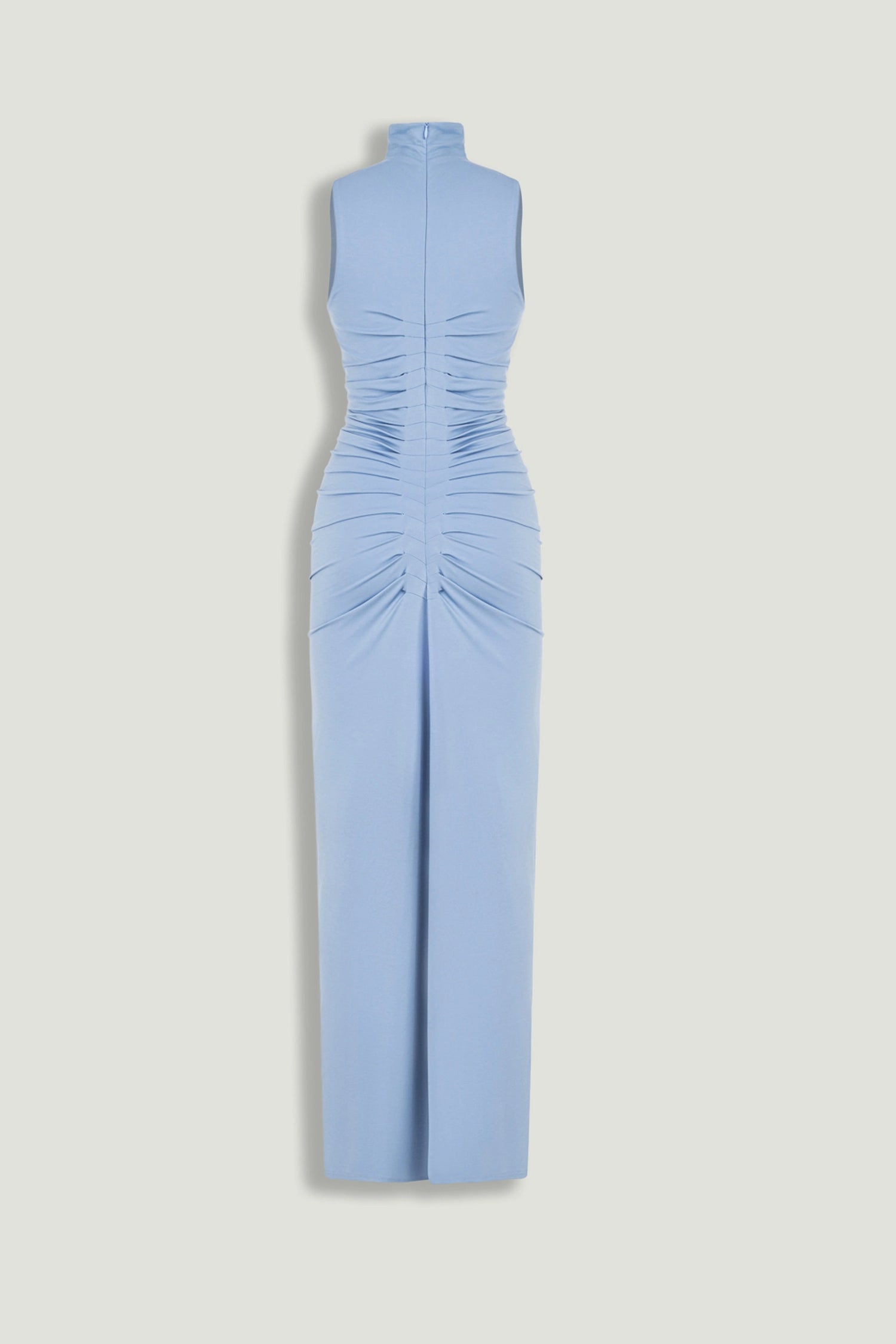 Ruched High-Neck Maxi Dress