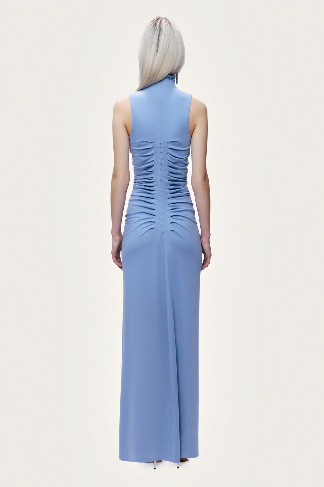 Ruched High-Neck Maxi Dress