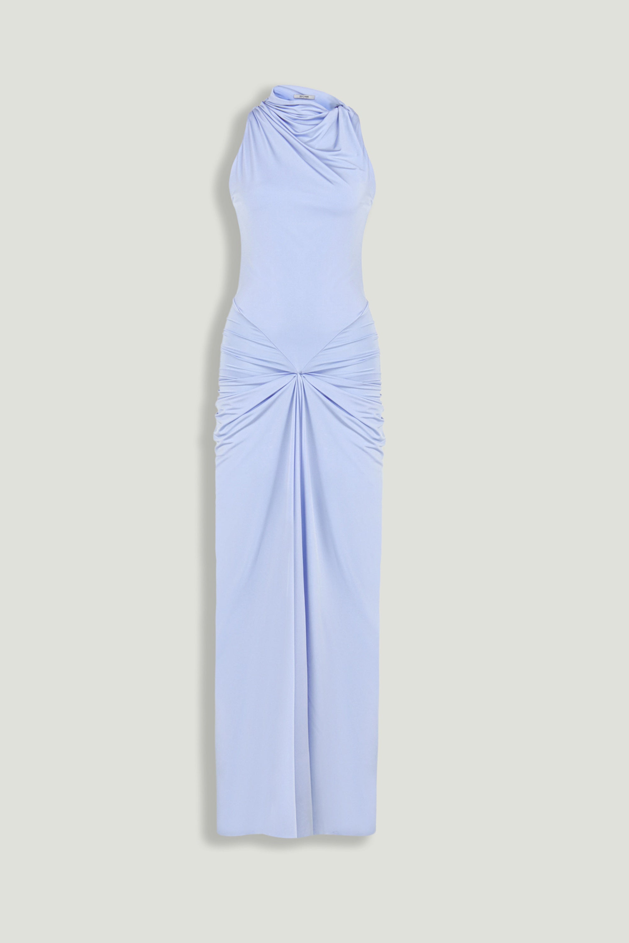 Draped Halter Neck Ruched Maxi Dress