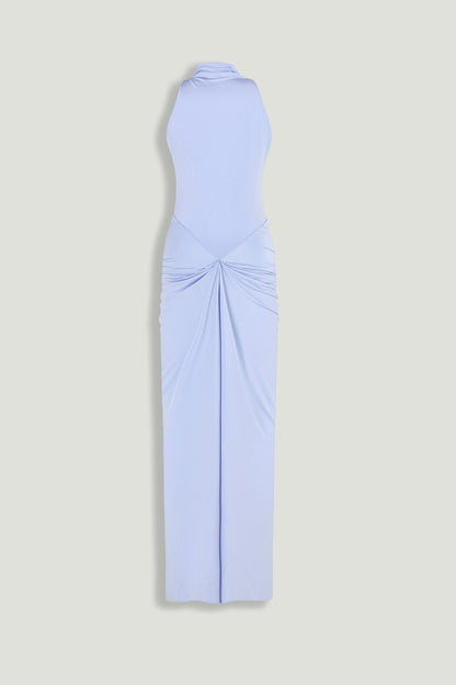 Draped Halter Neck Ruched Maxi Dress