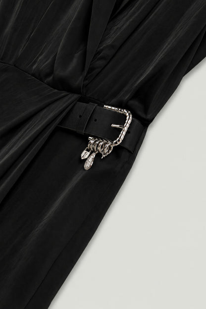 Embellished Belt-Detail Maxi Dress