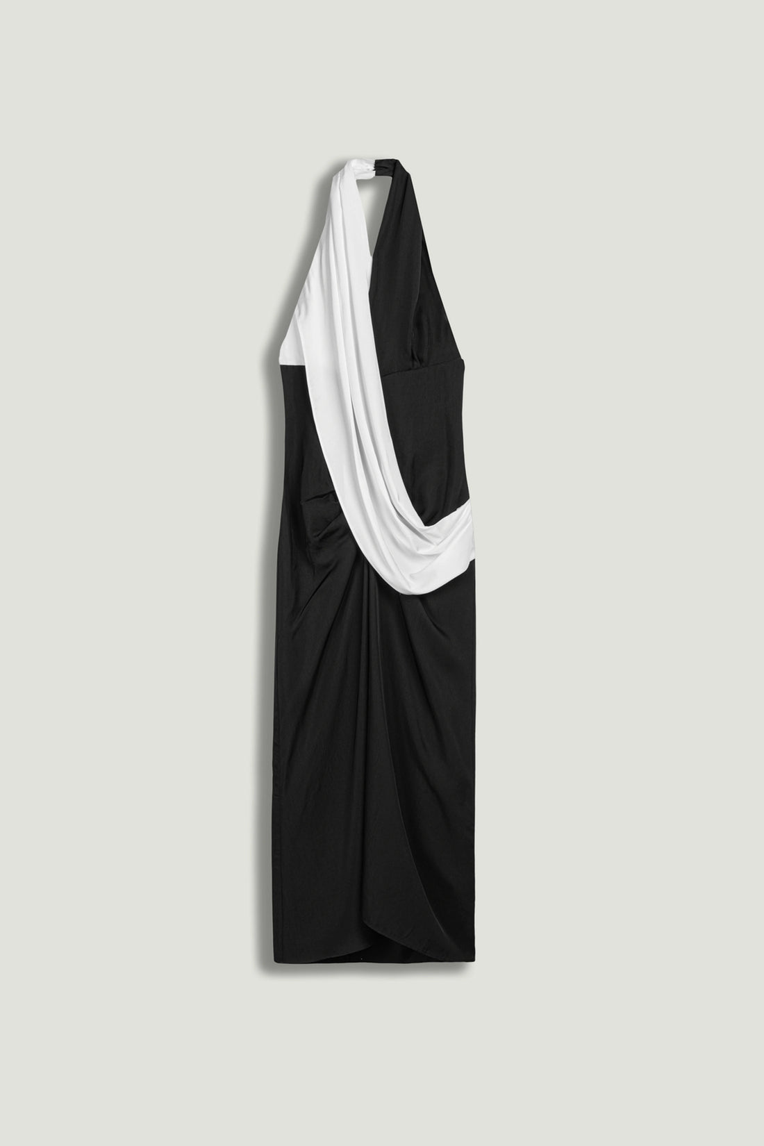 Contrast Draped Halter Maxi Dress