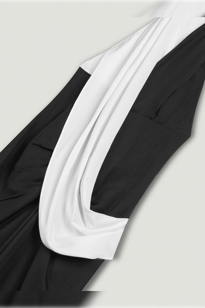 Contrast Draped Halter Maxi Dress