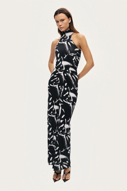 Printed Halter Maxi Dress