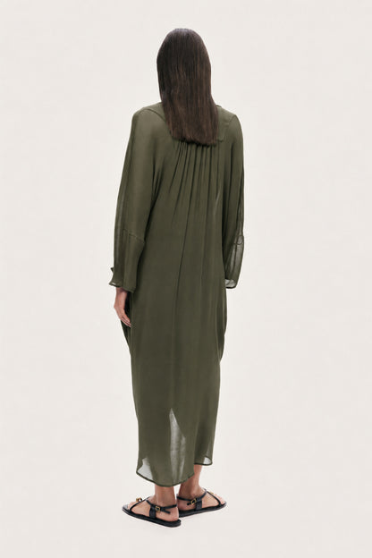 Draped Wrap Midi Dress