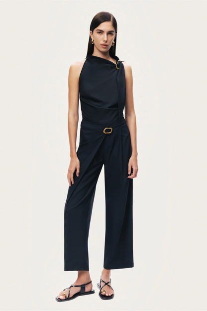 Asymmetric Buckle Detail Pants