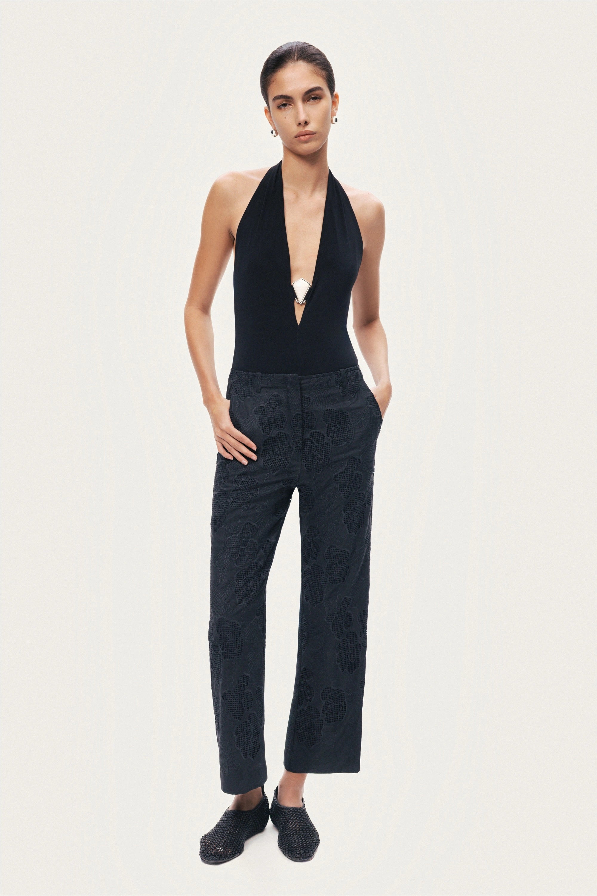 Printed Relaxed Straight-Leg Pants