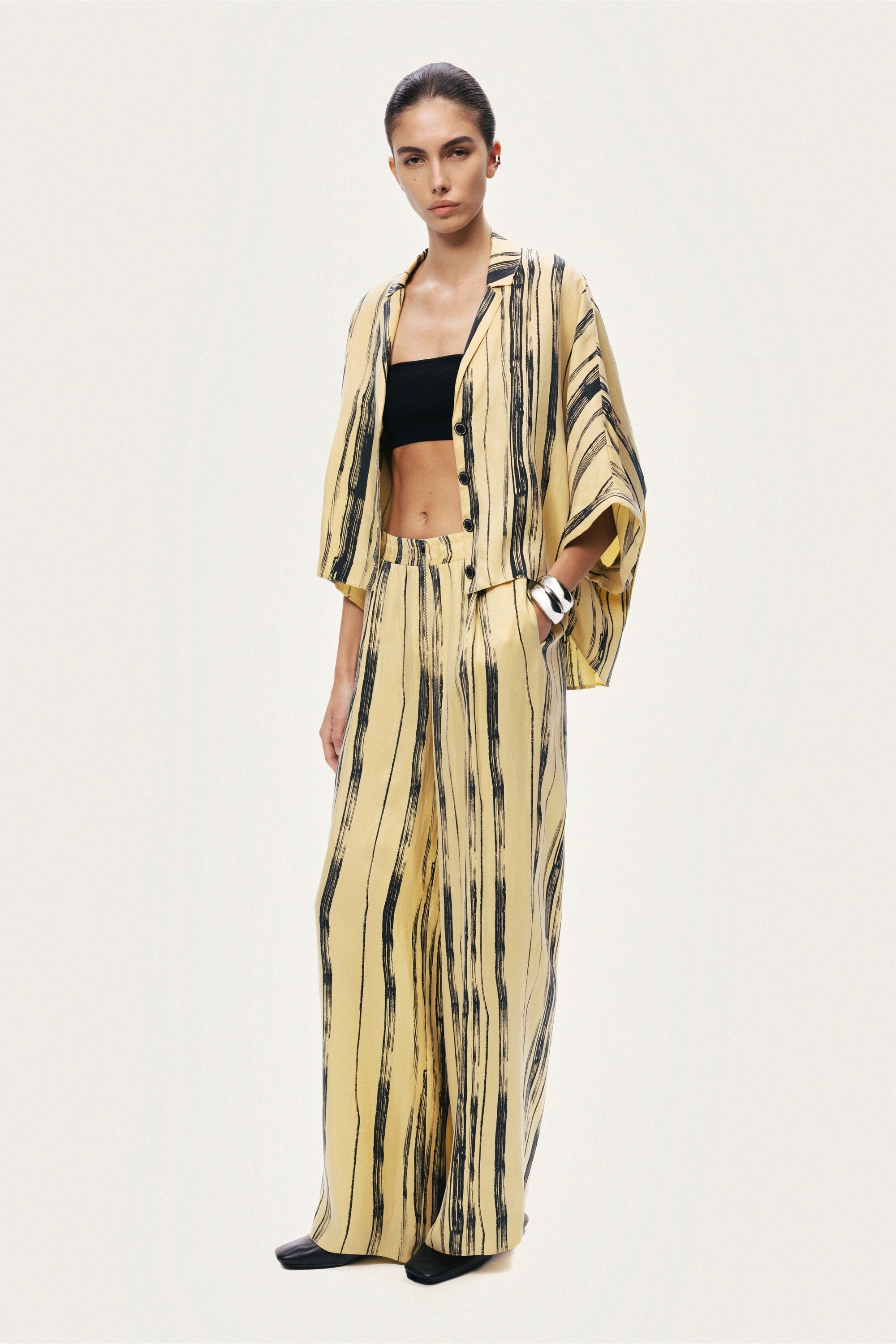 Striped Wide-Leg Pants