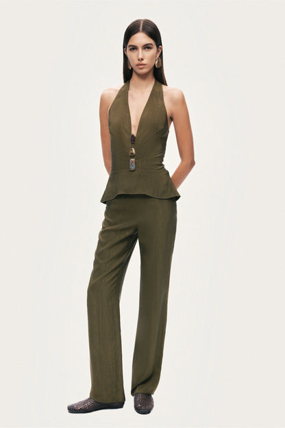 Straight-Leg Tailored Pants