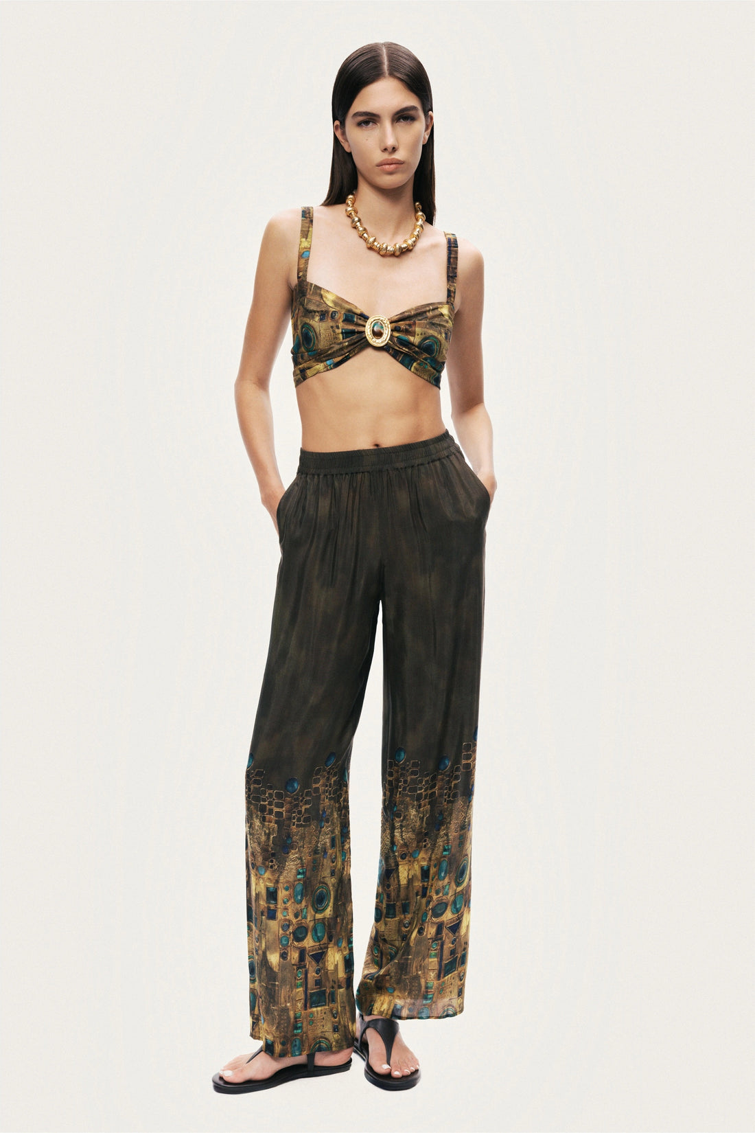 Printed Straight-Leg Pants
