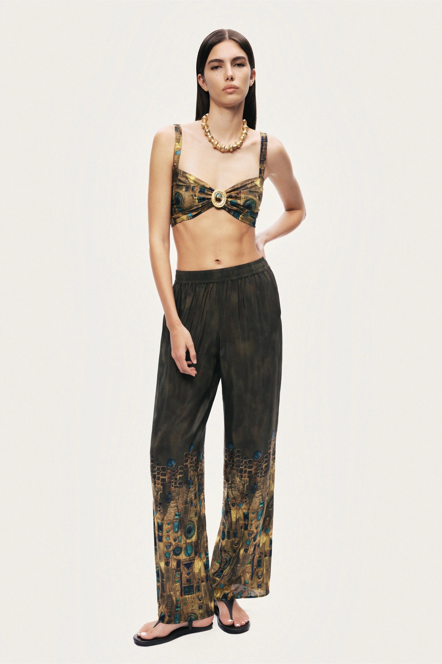 Printed Straight-Leg Pants