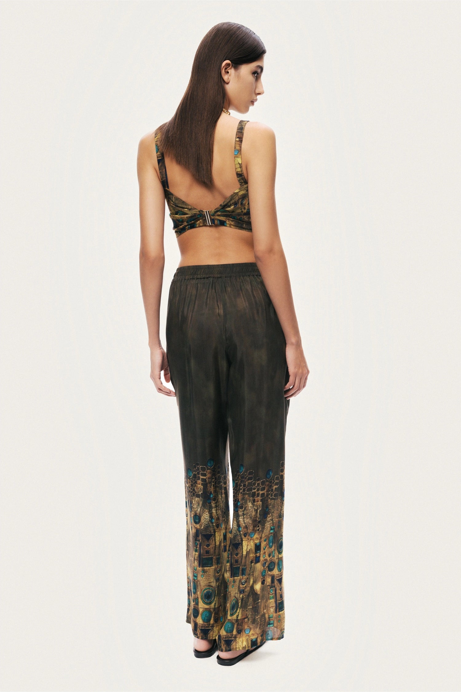 Printed Straight-Leg Pants