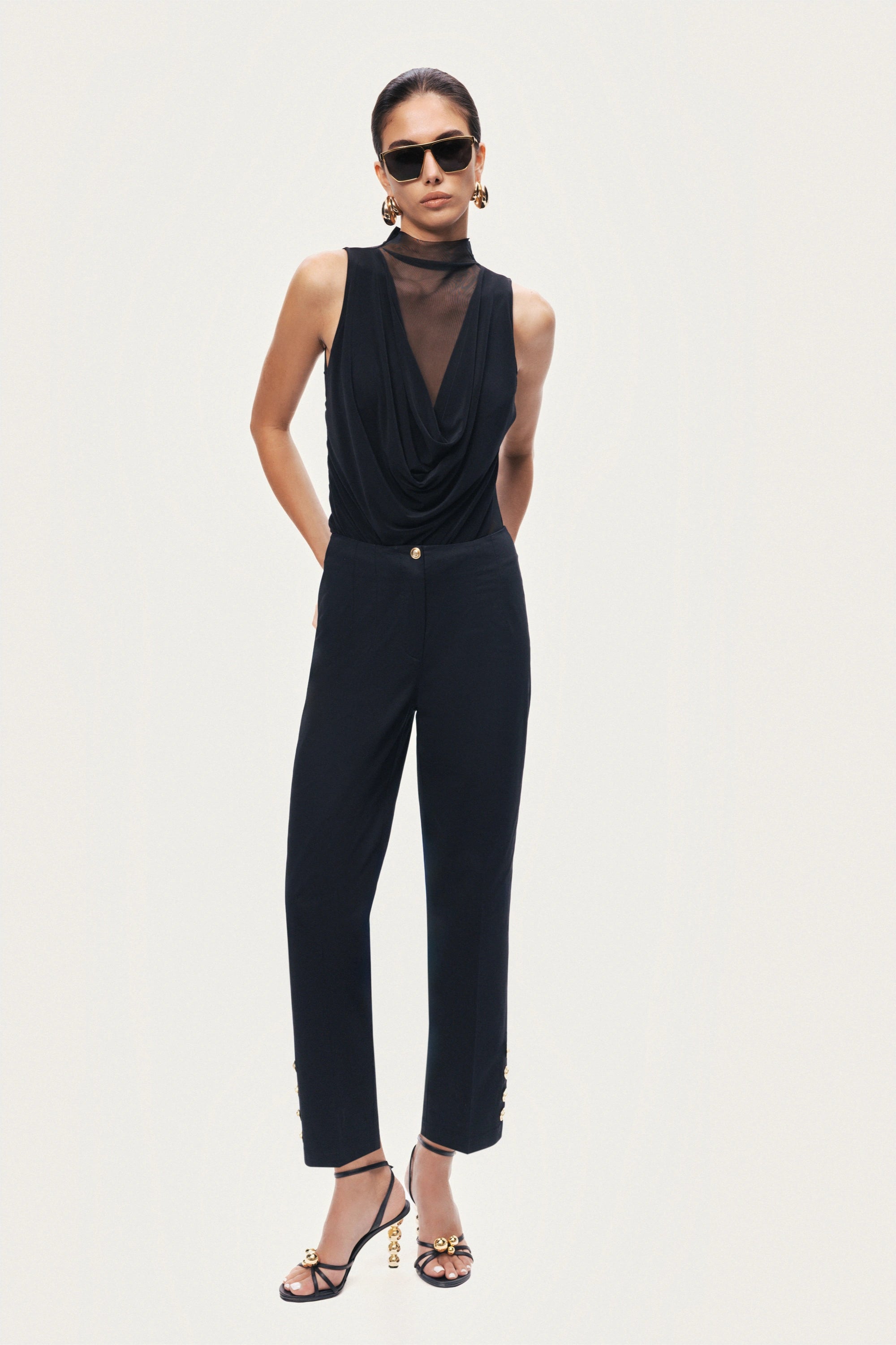 Gold Button Detail Pants